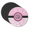 Zebra & Floral Round Rubber Backed Coasters - Set of 4 (Personalized)