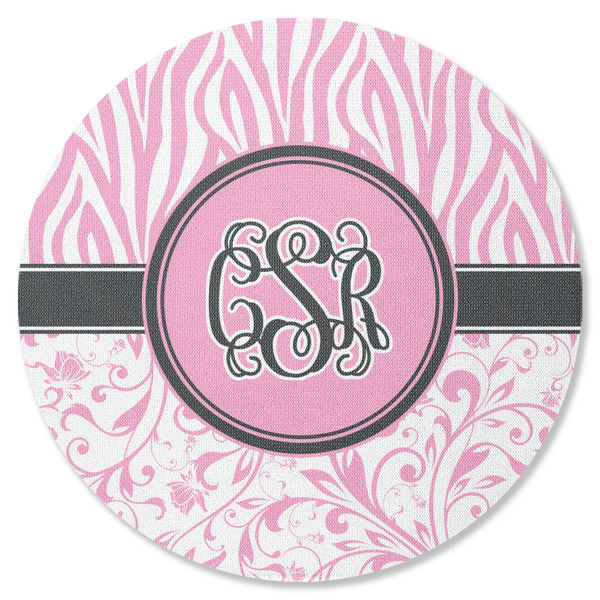 Zebra & Floral Round Coaster Rubber Back - Single