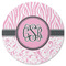 Zebra & Floral Round Rubber Backed Coaster (Personalized)