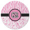 Zebra & Floral Round Rubber Backed Coaster (Personalized)