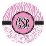 Zebra & Floral Round Decal - Small (Personalized)