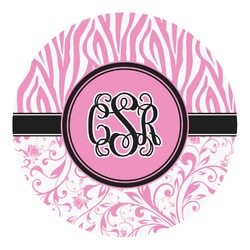 Zebra & Floral Round Decal (Personalized)