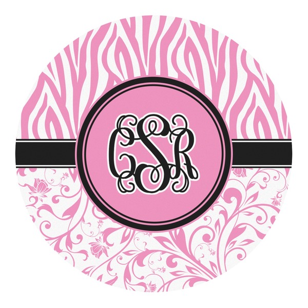 Custom Zebra & Floral Round Decal - Large (Personalized)