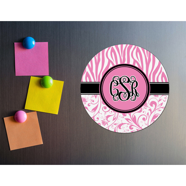 Zebra & Floral Round Fridge Magnet - LIFESTYLE