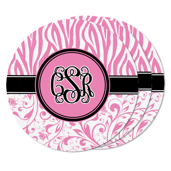 Zebra & Floral Round Fridge Magnet - THREE