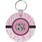 Zebra & Floral Round Plastic Keychain (Personalized)