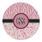 Zebra & Floral Round Linen Placemats - FRONT (Double Sided)