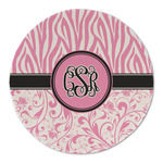 Zebra & Floral Round Linen Placemat - Single Sided (Personalized)