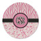 Zebra & Floral Round Linen Placemats - FRONT (Single Sided)