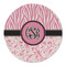 Zebra & Floral Round Linen Placemat (Personalized)