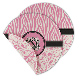 Zebra & Floral Round Linen Placemat - Double Sided (Personalized)