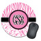 Zebra & Floral Round Mouse Pad