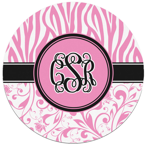 Zebra & Floral Round Mousepad - APPROVAL