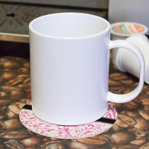Zebra & Floral Round Paper Coaster - With Mug
