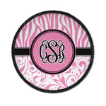 Zebra & Floral Iron On Round Patch w/ Monogram
