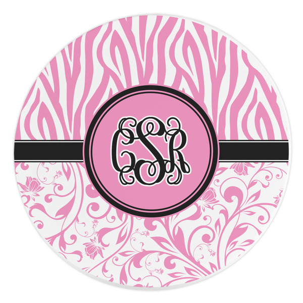 Custom Zebra & Floral Round Stone Trivet (Personalized)