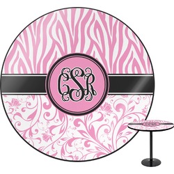 Zebra & Floral Round Table - 24" (Personalized)