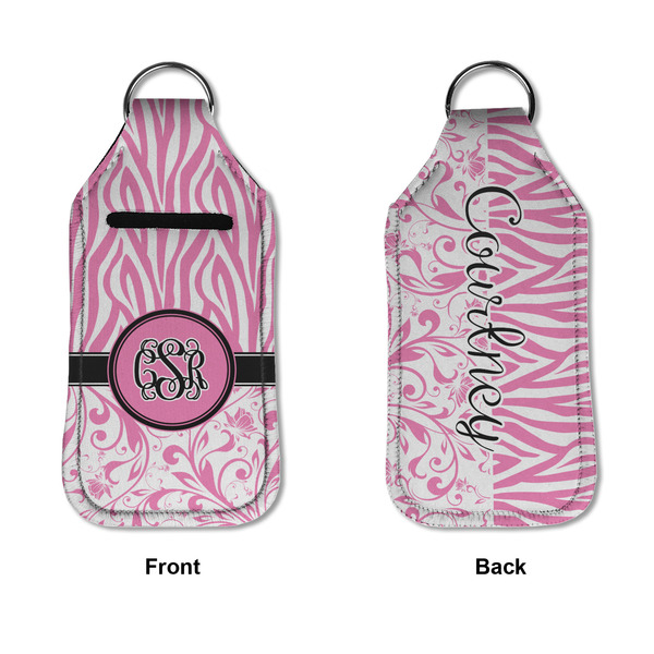 Zebra & Floral Sanitizer Holder Keychain - Large APPROVAL (Flat)