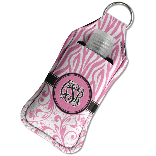Zebra & Floral Sanitizer Holder Keychain - Large in Case