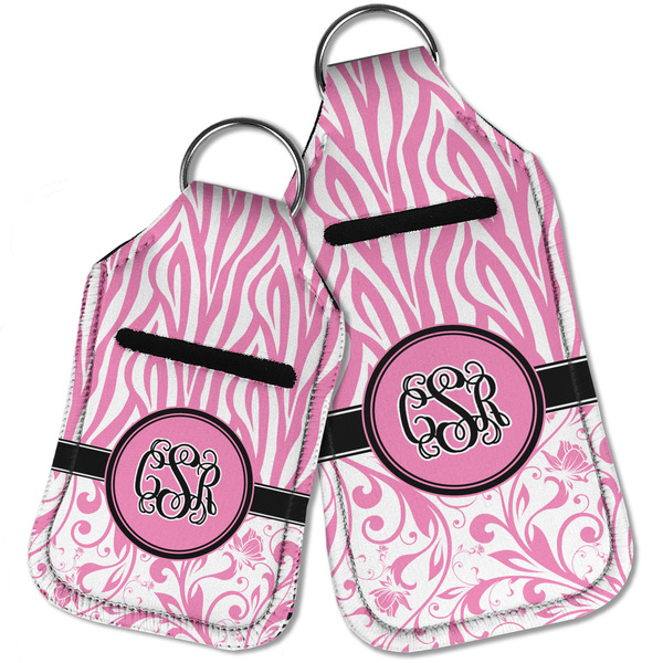 Zebra & Floral Sanitizer Holder Keychain - Parent Main