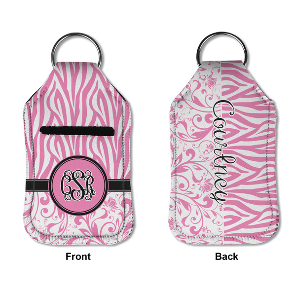Zebra & Floral Sanitizer Holder Keychain - Small APPROVAL (Flat)