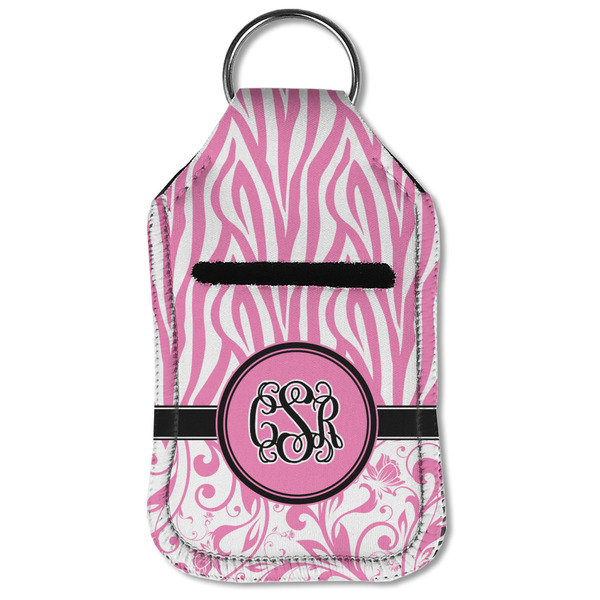 Zebra & Floral Sanitizer Holder Keychain - Small (Front Flat)
