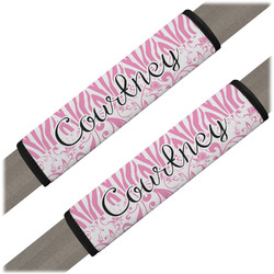 Zebra & Floral Seat Belt Covers (Set of 2) (Personalized)