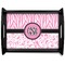 Zebra & Floral Black Wooden Tray - Large (Personalized)