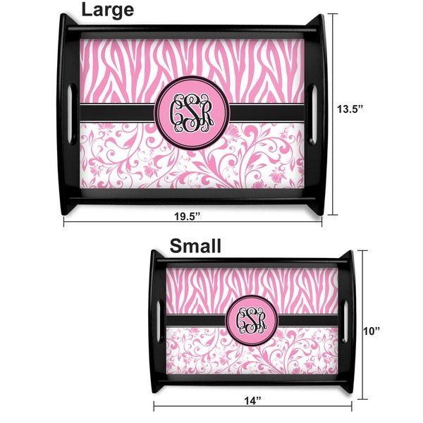 Zebra & Floral Serving Tray Black Sizes