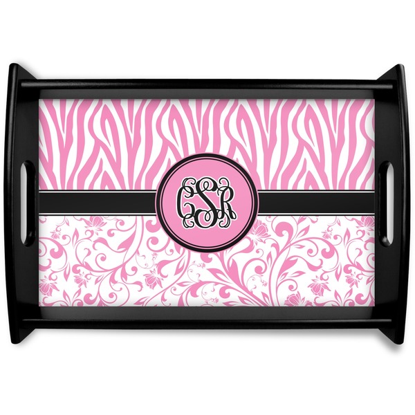 Custom Zebra & Floral Wooden Tray (Personalized)