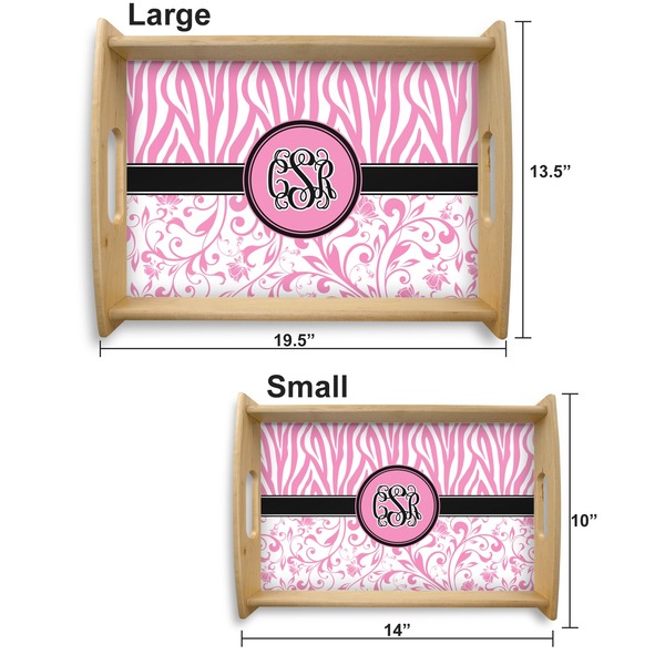 Zebra & Floral Serving Tray Wood Sizes