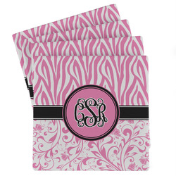 Zebra & Floral Absorbent Stone Coasters - Set of 4 (Personalized)
