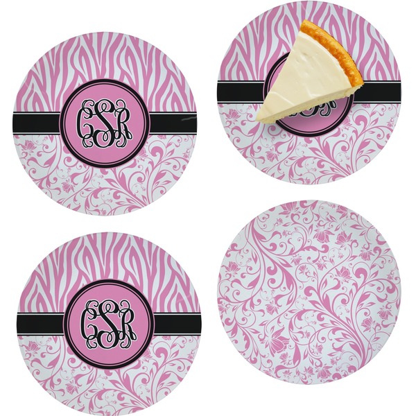 Zebra & Floral Set of Appetizer / Dessert Plates