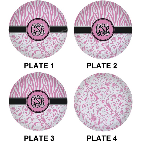 Zebra & Floral Set of Lunch / Dinner Plates (Approval)