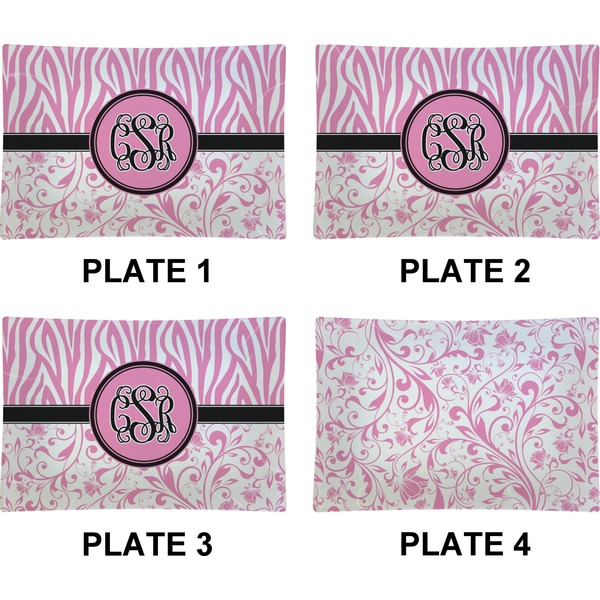 Zebra & Floral Set of Rectangular Appetizer / Dessert Plates (Approval)