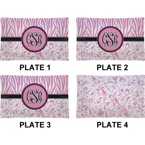 Zebra & Floral Set of Rectangular Dinner Plates (Approval)