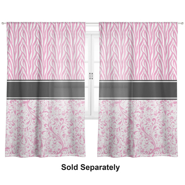 Zebra & Floral Sheer Curtains Double
