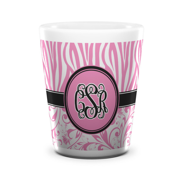 Zebra & Floral Shot Glass - White - FRONT