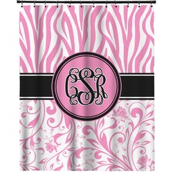Zebra & Floral Extra Long Shower Curtain - 70"x84" (Personalized)
