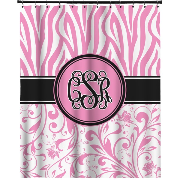 Custom Zebra & Floral Extra Long Shower Curtain - 70"x84" (Personalized)
