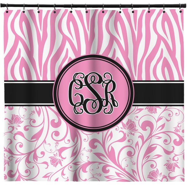 Custom Zebra & Floral Shower Curtain - 71" x 74" (Personalized)