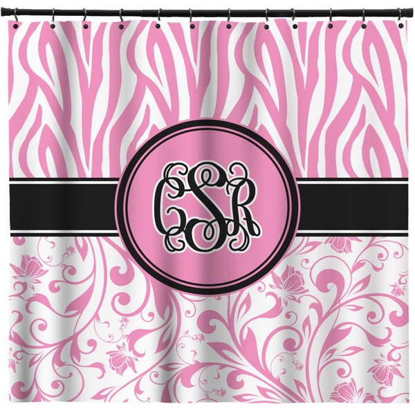 Custom Zebra & Floral Shower Curtain - Custom Size (Personalized)