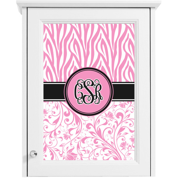 Zebra & Floral Single White Cabinet Decal