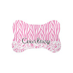 Zebra & Floral Bone Shaped Dog Food Mat (Small) (Personalized)