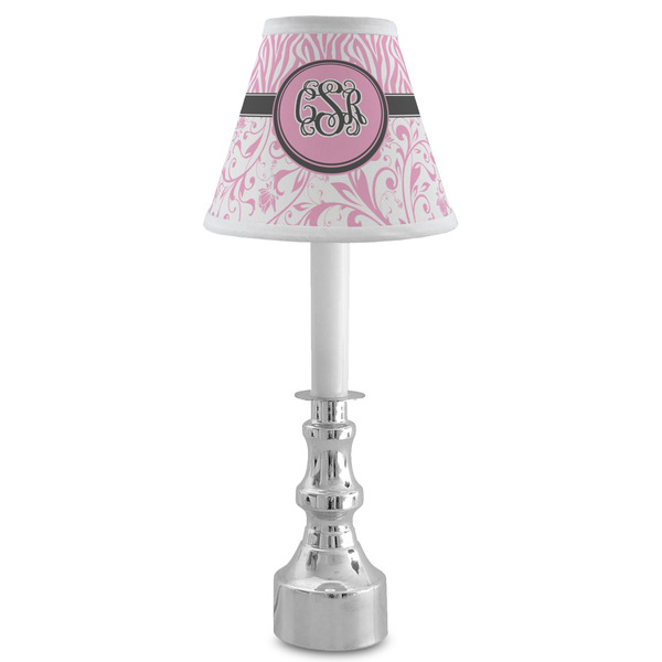 Zebra & Floral Small Chandelier Lamp - LIFESTYLE (on candle stick)