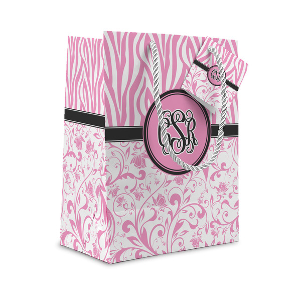 Custom Zebra & Floral Small Gift Bag (Personalized)