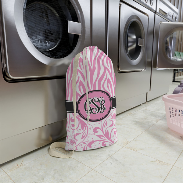 Zebra & Floral Small Landry Bag - In Context