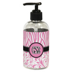 Zebra & Floral Plastic Soap / Lotion Dispenser (8 oz - Small - Black) (Personalized)