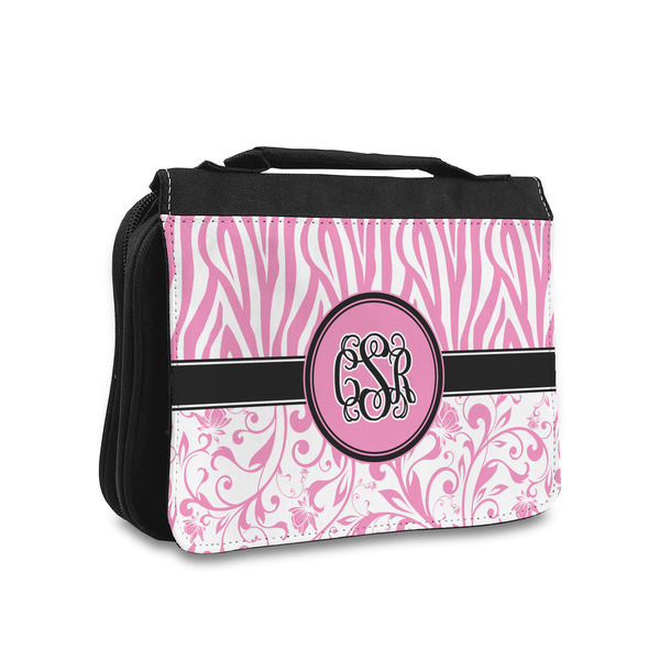 Custom Zebra & Floral Toiletry Bag - Small (Personalized)