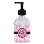 Zebra & Floral Glass Soap & Lotion Bottle - Single Bottle (Personalized)